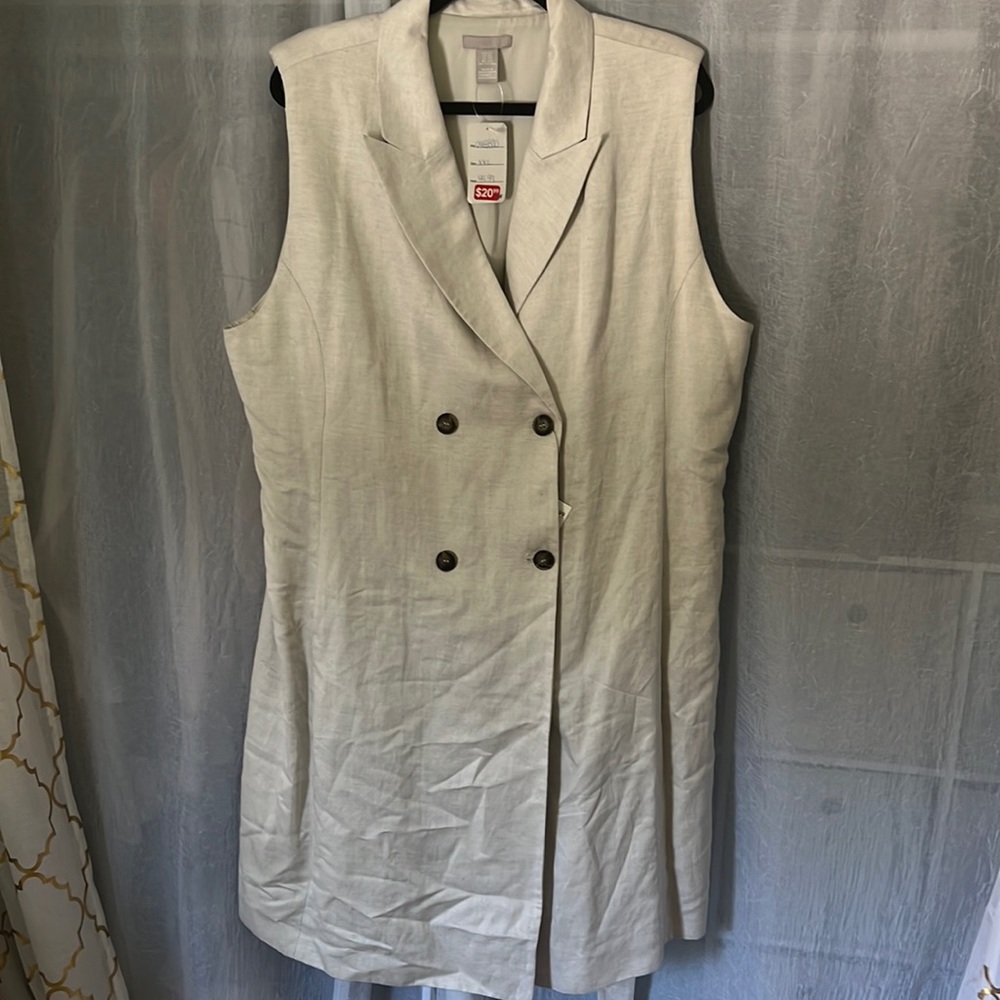 Button front sleeveless blazer dress